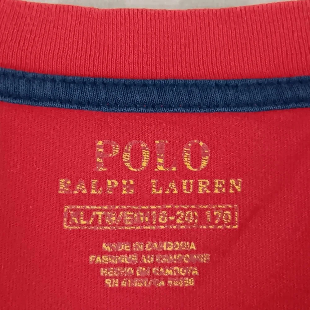 Polo Ralph Lauren Red Blue Baseball T Shirt Boys XL‎ GUC
